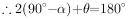 ∴2(90^{\small \circ}-α)+θ=180^{\small \circ}